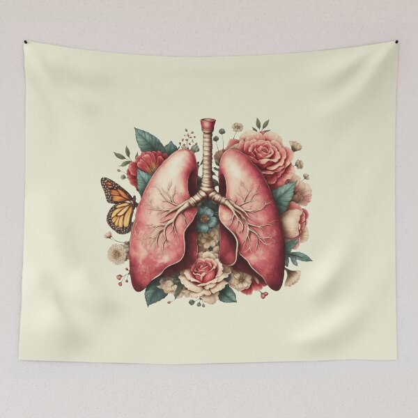 Item preview, lungs cancer awareness, bloom roses floral, anatomy, watercolor designed and sold by Collagedream.