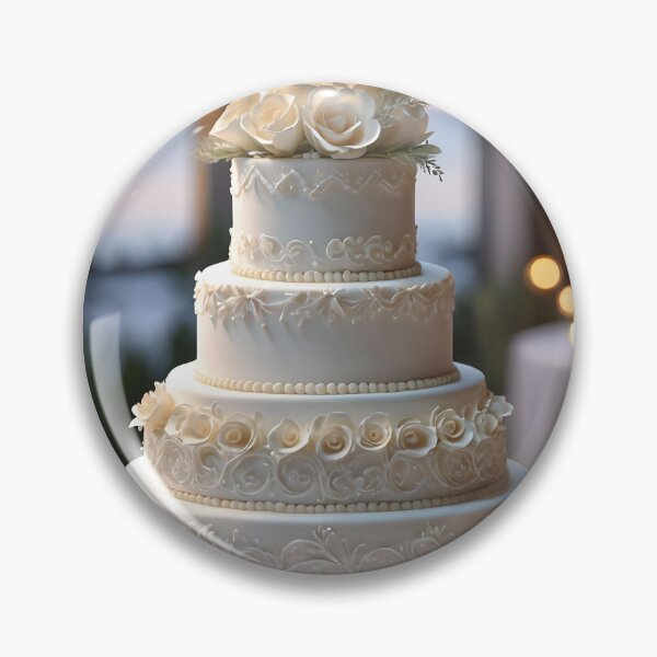 Item preview, Elegant White Wedding Cake With White Roses designed and sold by JoyPhotoArt.
