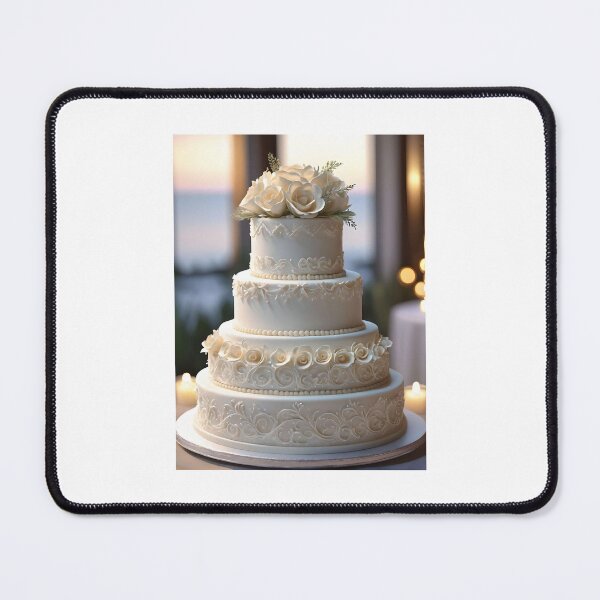 Item preview, Elegant White Wedding Cake With White Roses designed and sold by JoyPhotoArt.