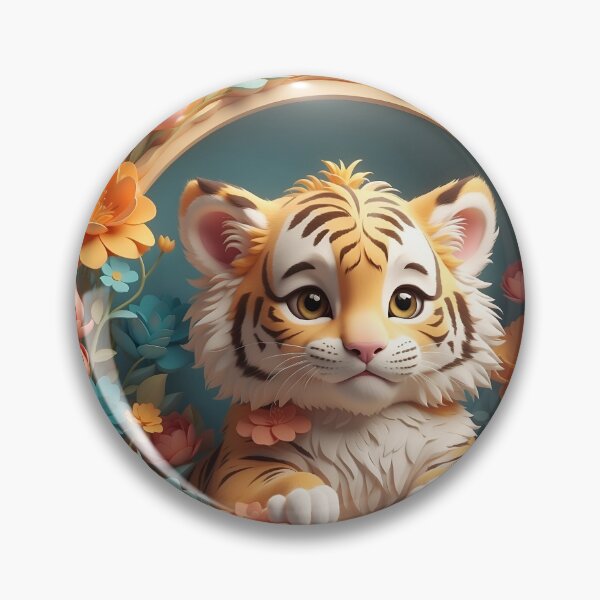 Item preview, Adorable Tiger with Floral Accents designed and sold by Neranchara.