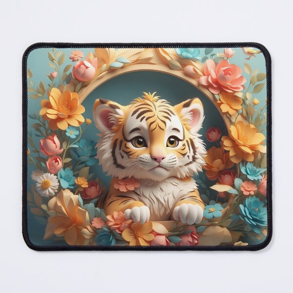 Item preview, Adorable Tiger with Floral Accents designed and sold by Neranchara.