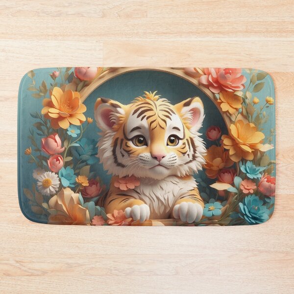 Item preview, Adorable Tiger with Floral Accents designed and sold by Neranchara.