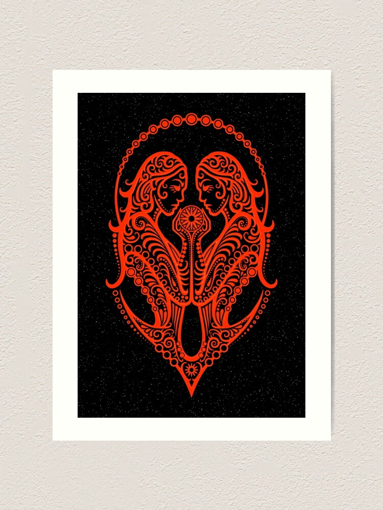 Red Gemini Zodiac Sign in the Stars