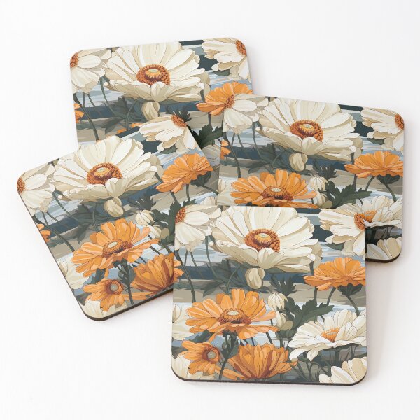 Item preview, Gerbera Tile 14: Radiating Sunshine Smiles in Green-Cladded Sunbeam Fields of Joy designed and sold by TheBrainArt.