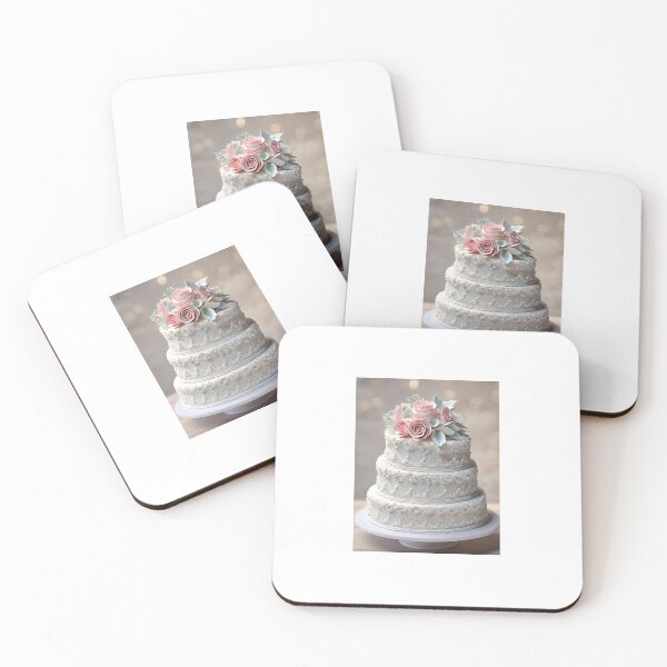 Item preview, Elegant Wedding Cake With Pink Roses designed and sold by JoyPhotoArt.