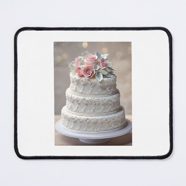 Item preview, Elegant Wedding Cake With Pink Roses designed and sold by JoyPhotoArt.