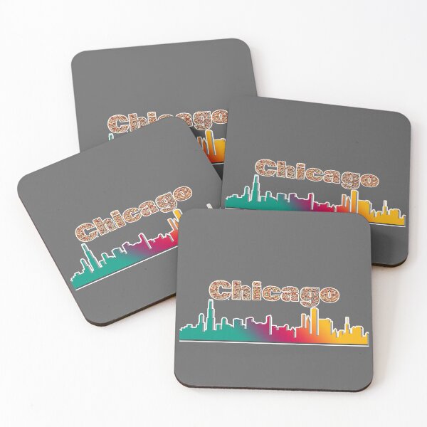Item preview, Colorful Chicago Skyline with Deep Dish Pizza Lettering designed and sold by shutterrudder.
