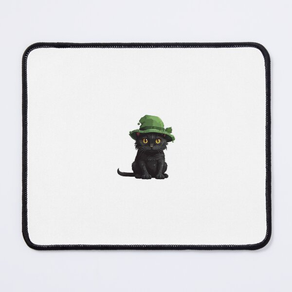 Item preview, Cute Black Cat with green frog hat - Pixel Art designed and sold by pinksunsets.