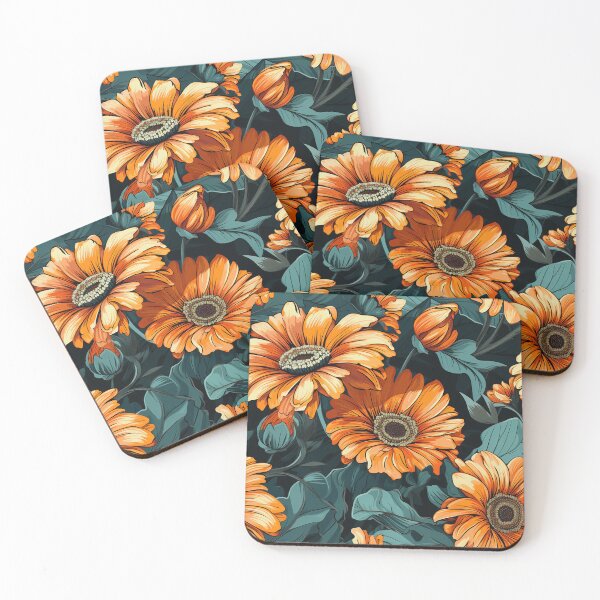 Item preview, Gerbera Tile 17: Radiating Sunshine Smiles in Green-Cladded Sunbeam Fields of Joy designed and sold by TheBrainArt.
