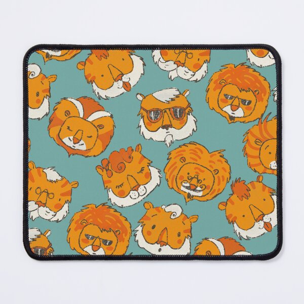 Item preview, Cute Lion and Tigers Orange and Teal Pattern designed and sold by dreamlara.