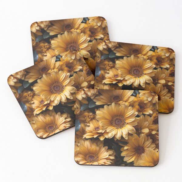 Item preview, Gerbera Tile 19: Radiating Sunshine Smiles in Green-Cladded Sunbeam Fields of Joy designed and sold by TheBrainArt.