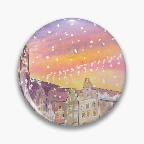 Item preview, Nightly Snowfall in Landshut with St Martin and Old Town designed and sold by artshop77.