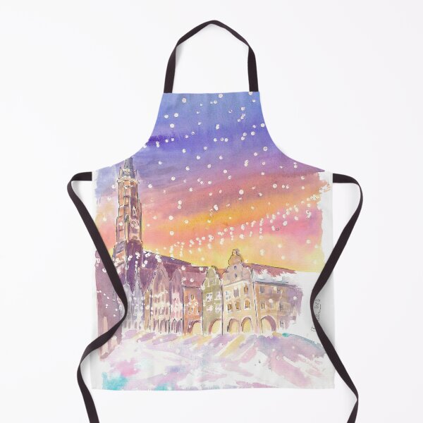 Item preview, Nightly Snowfall in Landshut with St Martin and Old Town designed and sold by artshop77.