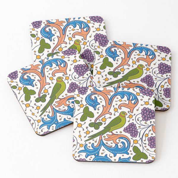 Item preview, Colorful Medieval Inspired Lovebird Nature Pattern designed and sold by MariOyama.