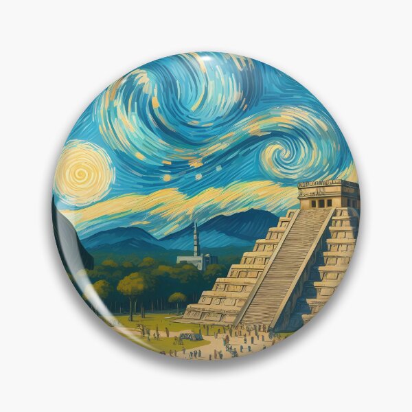 Item preview, Chichen Itza, Mexico, design in the style of Vincent van Gogh Starry Night designed and sold by CreativeSparkzz.
