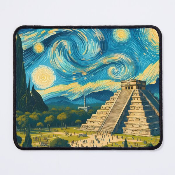 Item preview, Chichen Itza, Mexico, design in the style of Vincent van Gogh Starry Night designed and sold by CreativeSparkzz.