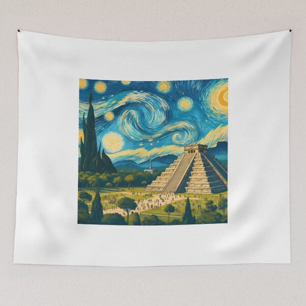 Item preview, Chichen Itza, Mexico, design in the style of Vincent van Gogh Starry Night designed and sold by CreativeSparkzz.