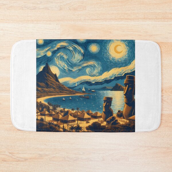 Item preview, Easter Island, Rapa Nui, Chile, design in the style of Vincent van Gogh Starry Night designed and sold by CreativeSparkzz.