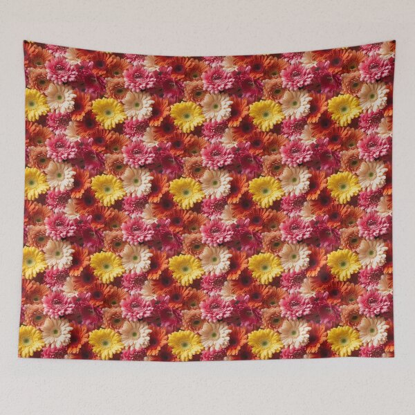 Item preview, Gerbera Tile 26: Radiating Sunshine Smiles in Green-Cladded Sunbeam Fields of Joy designed and sold by TheBrainArt.