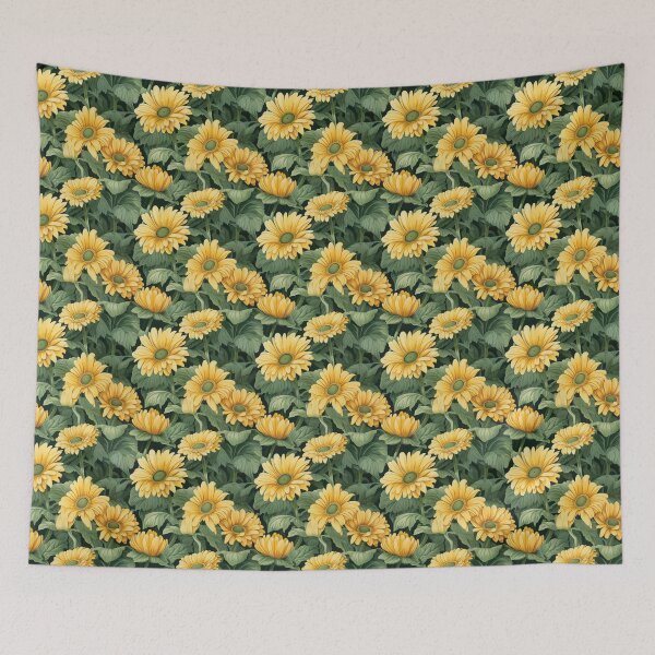 Item preview, Gerbera Tile 27: Radiating Sunshine Smiles in Green-Cladded Sunbeam Fields of Joy designed and sold by TheBrainArt.