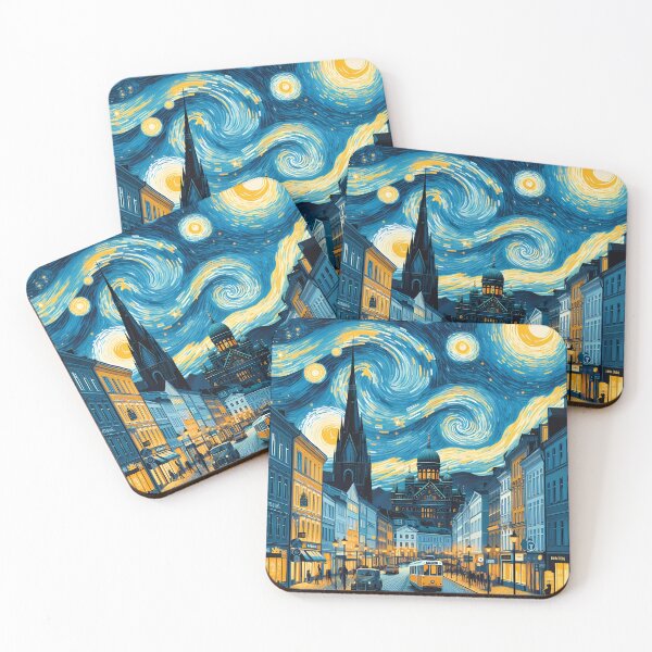Artikelvorschau, Helsinki, Finnland, Design im Stil von Vincent van Gogh Sternennacht entworfen und verkauft von CreativeSparkzz.