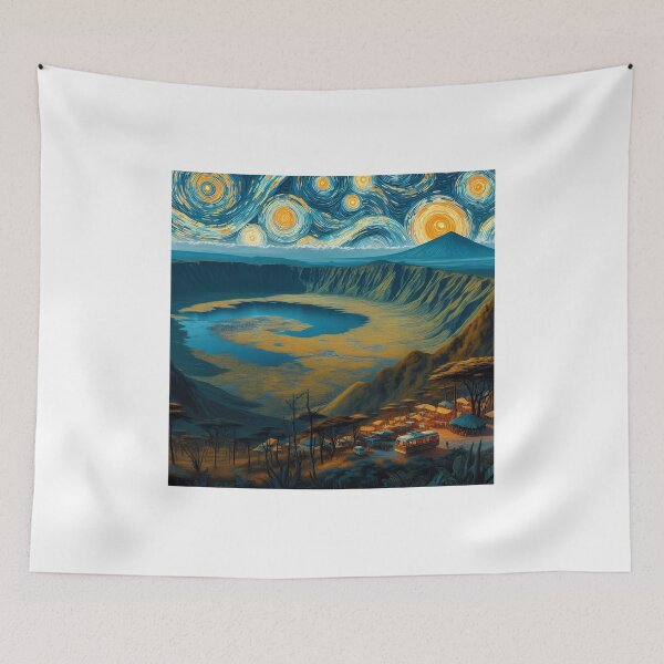 Item preview, Ngorongoro Crater, Tanzania, design in the style of Vincent van Gogh Starry Night designed and sold by CreativeSparkzz.