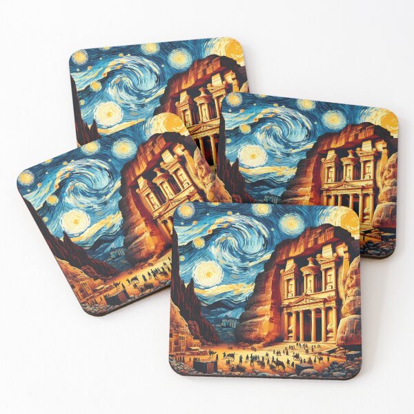 Artikelvorschau, Petra, Jordanien, Design im Stil von Vincent van Gogh Sternennacht entworfen und verkauft von CreativeSparkzz.