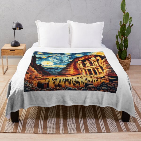 Artikelvorschau, Petra, Jordanien, Design im Stil von Vincent van Gogh Sternennacht entworfen und verkauft von CreativeSparkzz.