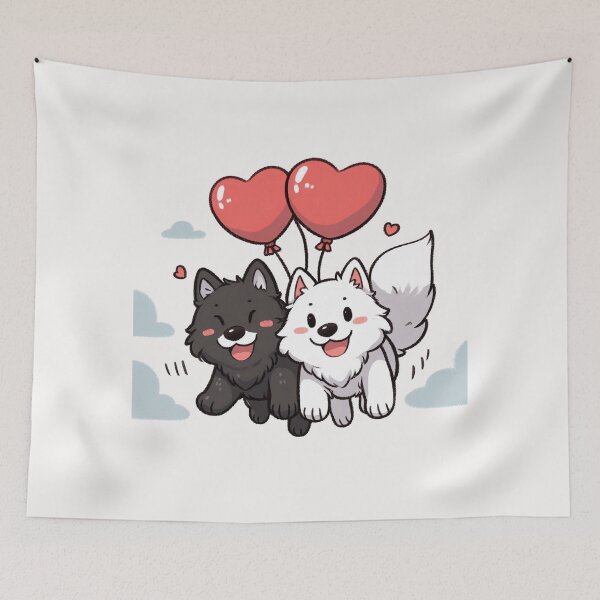 Item preview, Heart Balloon Cute Wolf Couple designed and sold by LemuellTrends.