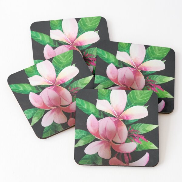 Item preview, Pink plumeria flowers watercolour painting.  designed and sold by esvb.