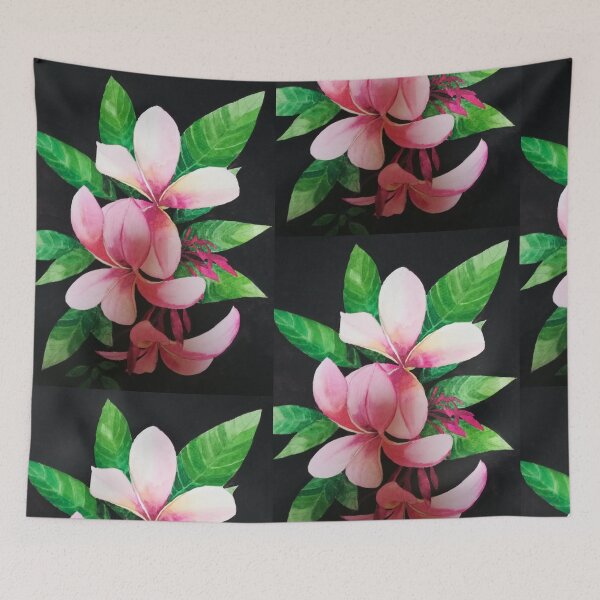 Item preview, Pink plumeria flowers watercolour painting.  designed and sold by esvb.