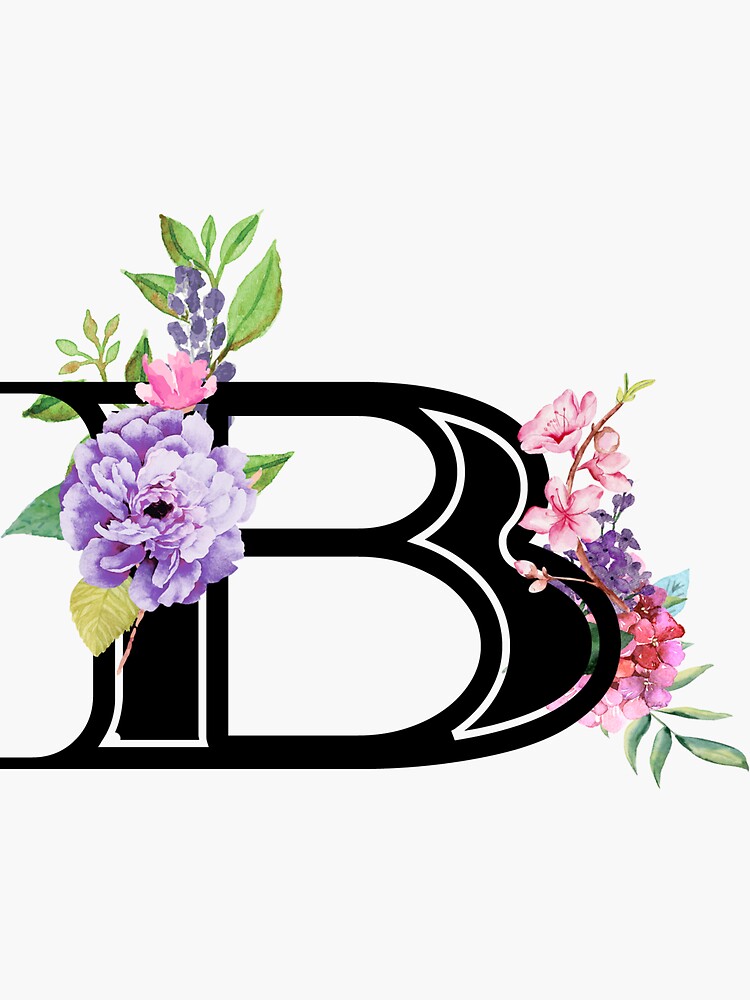 "Pretty Pastel Watercolor Floral Letter B" Sticker By Grafixmom | Redbubble