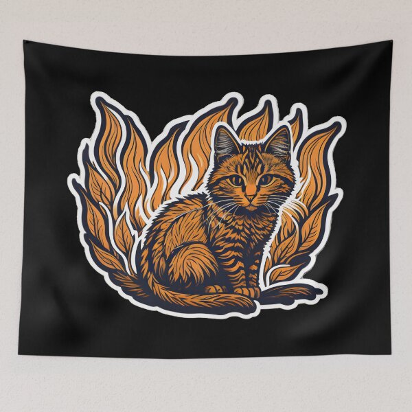 Item preview, cat on fire designed and sold by cuatrilenio.