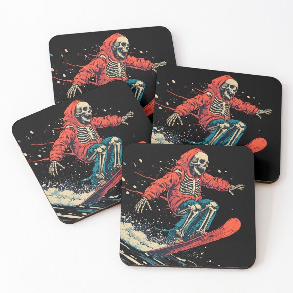 Item preview, Skeleton snowboarding with red jacket designed and sold by GediaPrints.