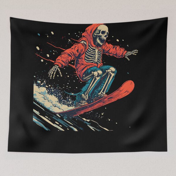 Item preview, Skeleton snowboarding with red jacket designed and sold by GediaPrints.
