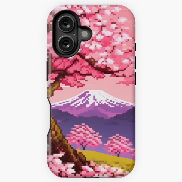 Vista previa del artículo con la obra «Pixel art paisaje de arboles sakura», diseñado y vendido por Renlexd.