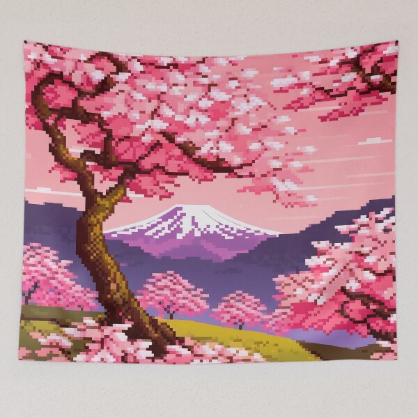 Item preview, Pixel art sakura tree landscape designed and sold by Renlexd.
