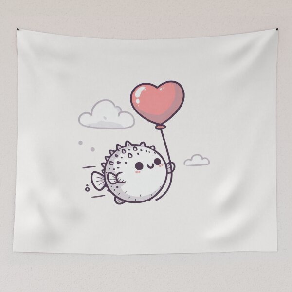 Item preview, Heart Balloon Cute Pufferfish designed and sold by LemuellTrends.