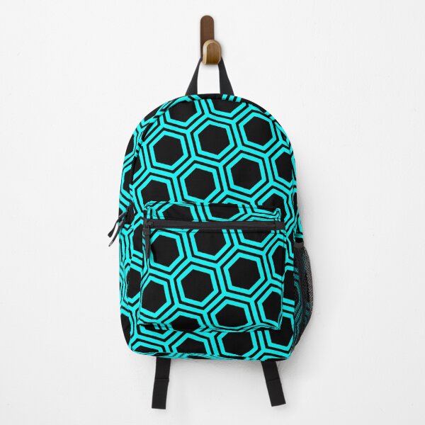 Item preview, Pattern hexagon blue on black background designed and sold by lachataigne.