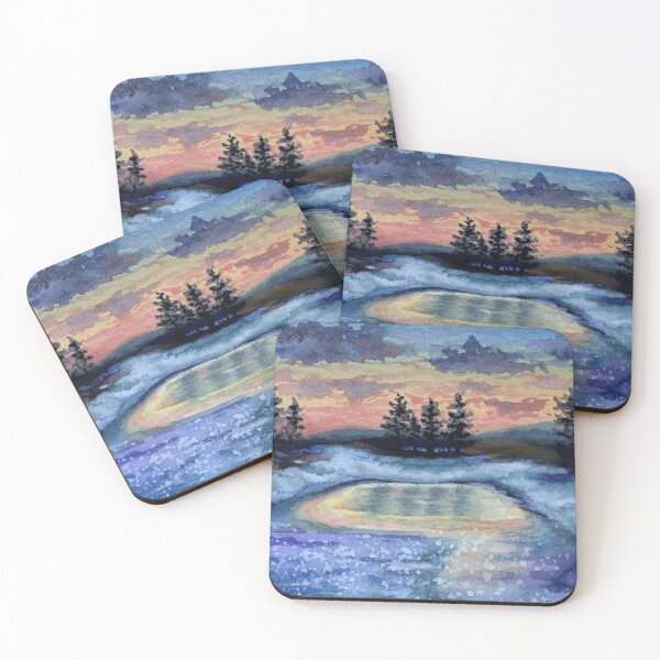 Item preview, Frozen lake sunset designed and sold by MariaCameliaArt.