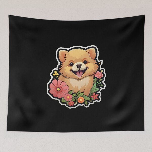 Artikelvorschau, Pomeranian In Flowers entworfen und verkauft von CUTEDOGGIEZ.