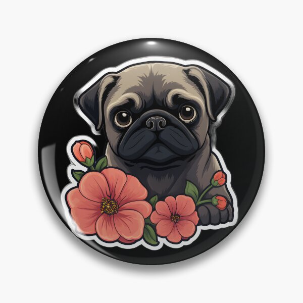 Item preview, Pug with Flowers designed and sold by CUTEDOGGIEZ.