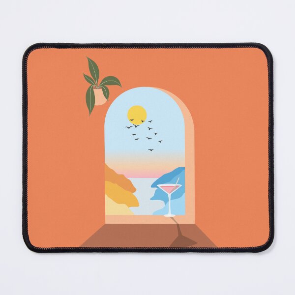 Item preview, Mediterranean window scene ocean sunset designed and sold by Chigurena.