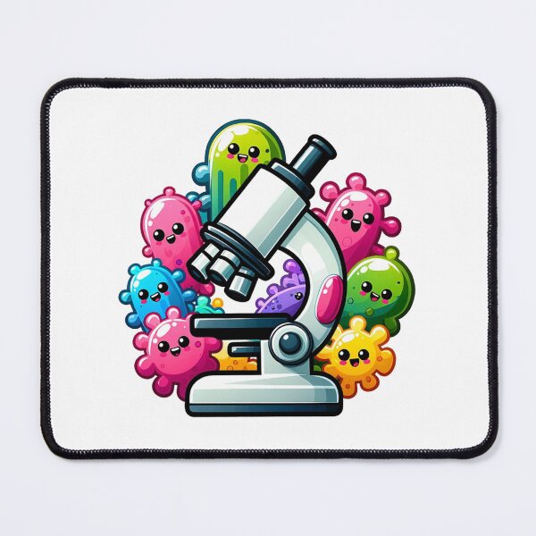 Item preview, Microscope with Cute Microorganisms - Microbiology designed and sold by scienceandsnark.