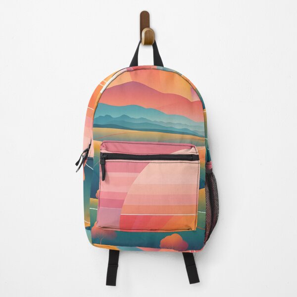 Item preview, Mid Mod, Retro Mountain Sunset Landscape, Peach, Coral designed and sold by Prints and Lifestyle.