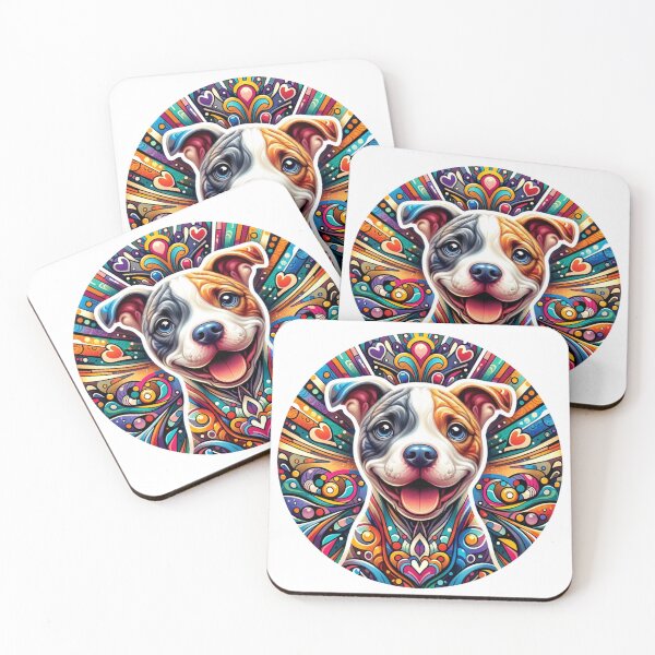 Item preview, Colorful Pitbull puppy designed and sold by TheLeperCo.