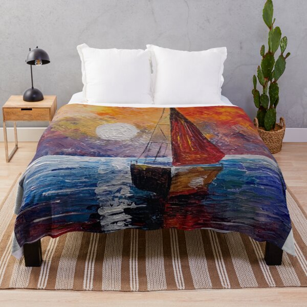 Item preview, Lone boat on ocean at sunset designed and sold by mazarte.
