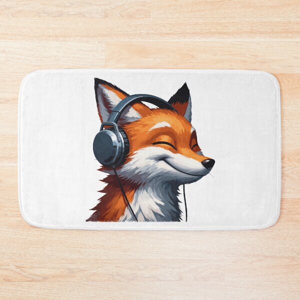 Item preview, Smiling musical fox wearing headphones designed and sold by TomFrontierArt.