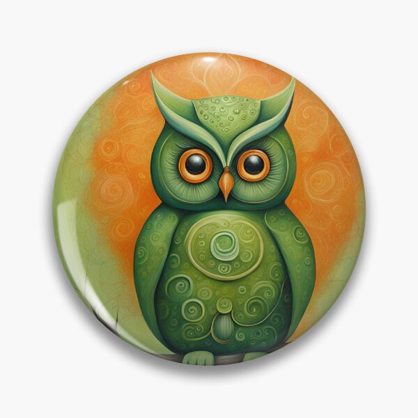 Item preview, Green Whimsical Owl Digital Painting designed and sold by SirenSeventyOne.