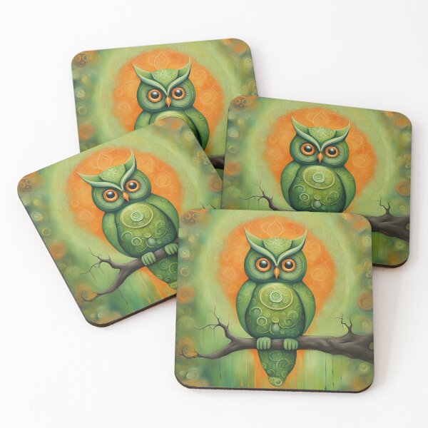Item preview, Green Whimsical Owl Digital Painting designed and sold by SirenSeventyOne.